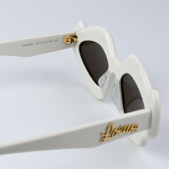 Loewe Men BRAND NEW Sunglasses LW40109U 21E CURVY Shiny Ivory Brown Geometric - Picture 10 of 12